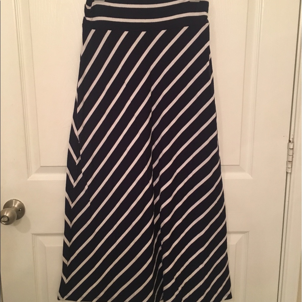 Navy Striped Maxi Skirt